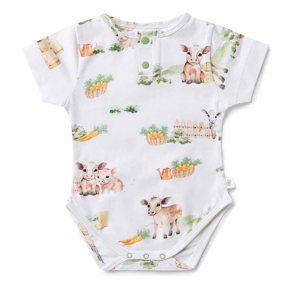 Farm Short Sleeve Organic Bodysuit - Snuggle Hunny