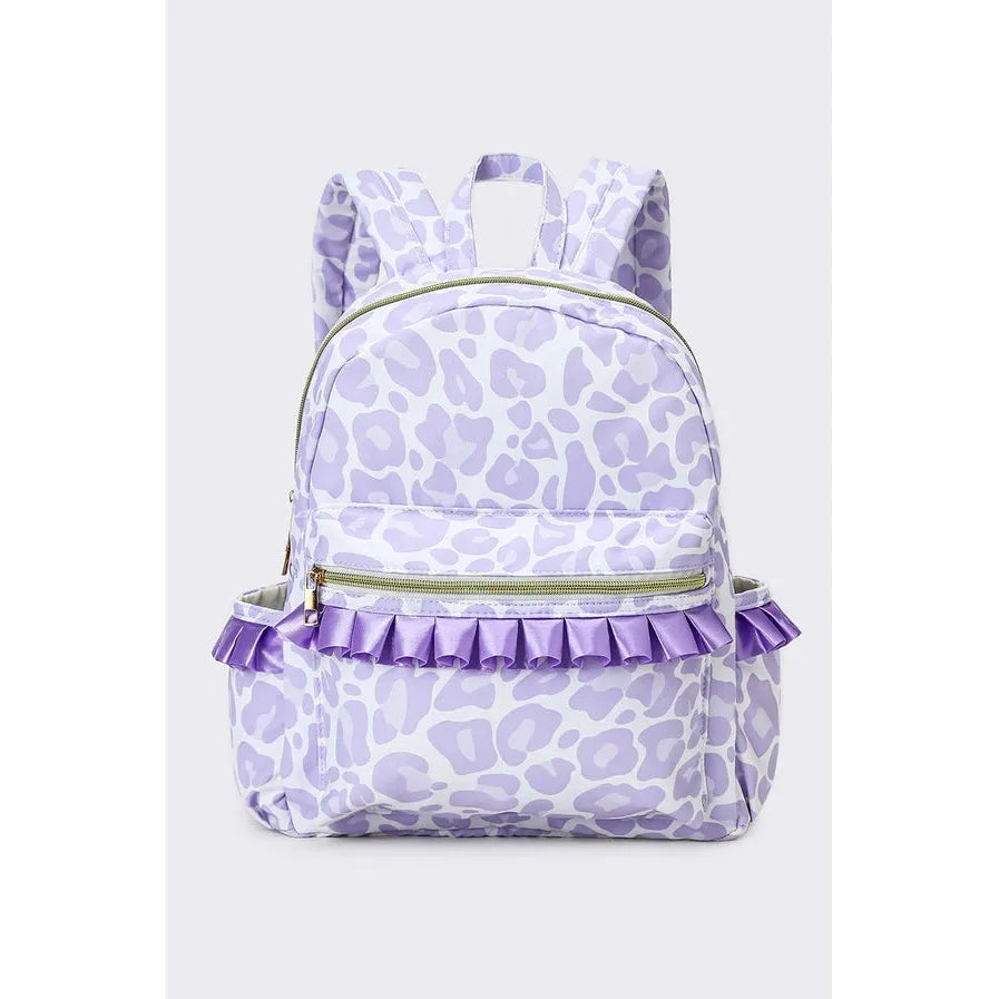 Purple Cheetah Kids Ruffle Backpack