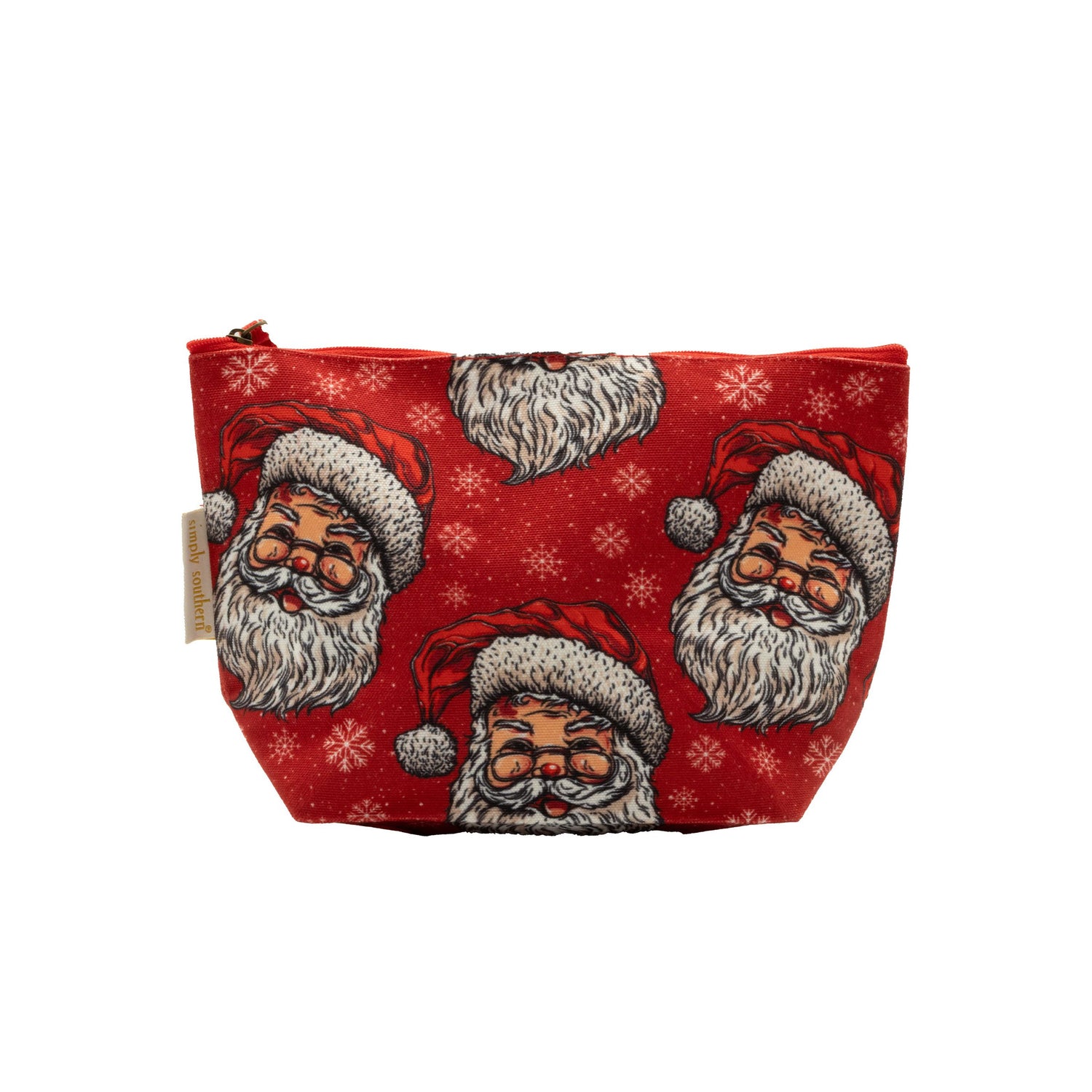 Simply Southern Santa Print Canvas Pouch Bag