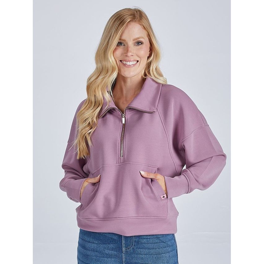 Simply Southern Grape Cropped 1/2 Zip Pullover