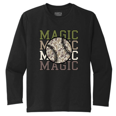 Port & Company PC380 Long Sleeve Dri-Fit Tee – Magic with Duck Camo Baseball (Youth & Adult)