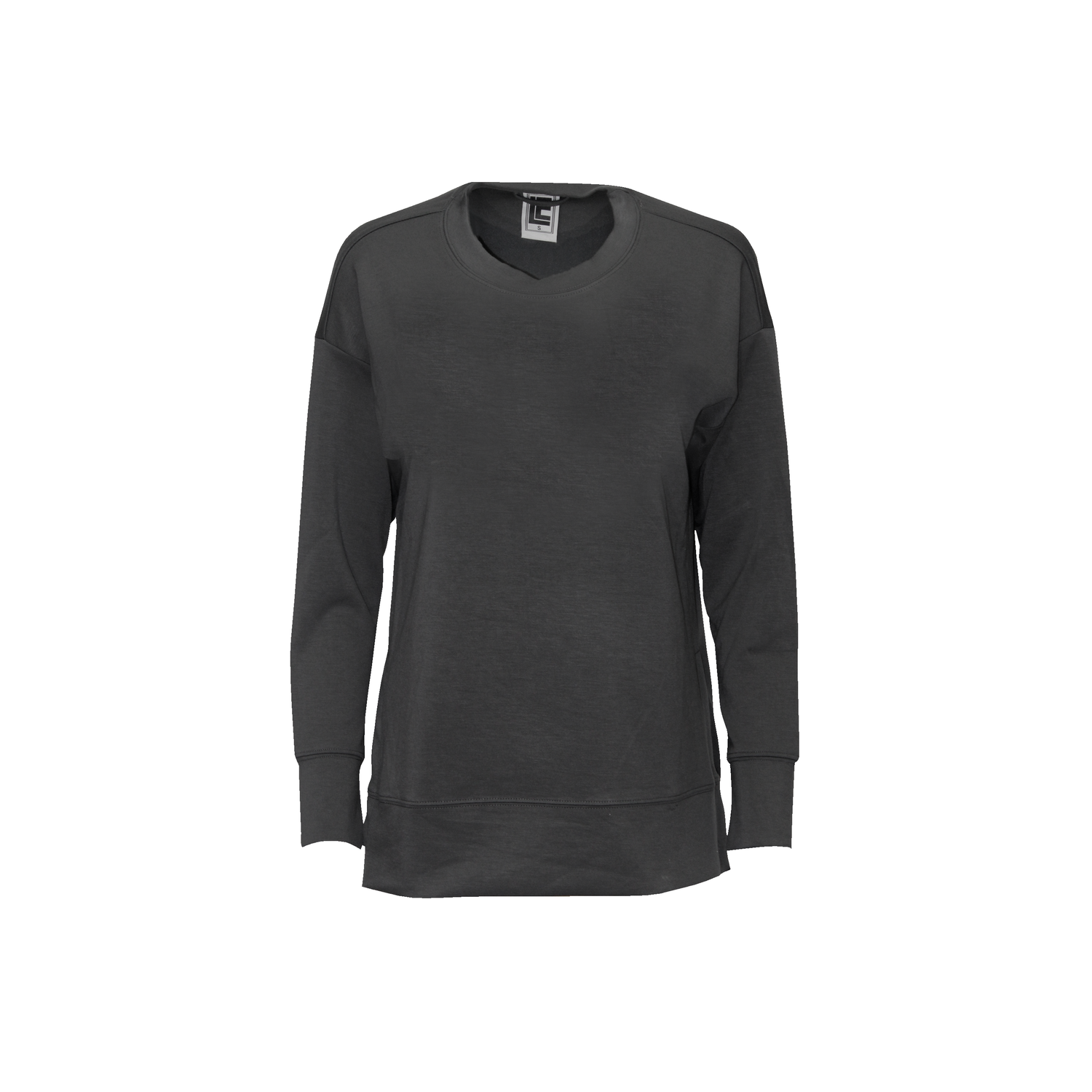 Charcoal - Modal Spandex High Low Crewneck