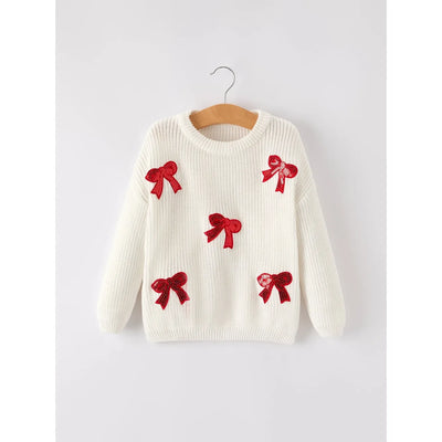 Bow Sequins Sweater - Kids