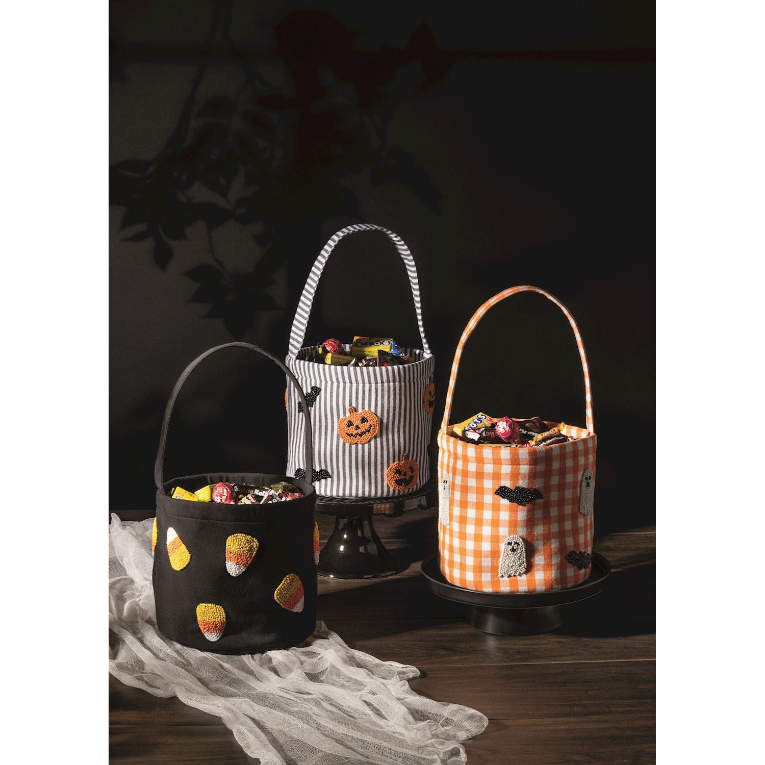 Halloween Canvas Candy Bucket – Beaded Icons - Mud Pie