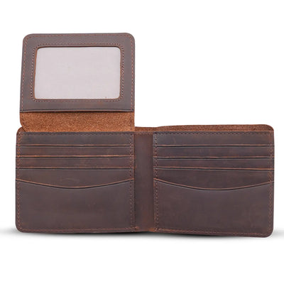 Genuine Leather Wallet For Men with Flap Out Id Window