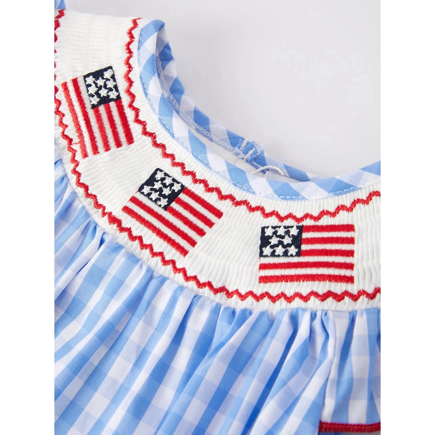 4th Of July Flag Smocked Bubble