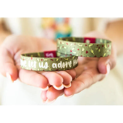 Come Let Us Adore Him Christmas Holly KIDS Stretch Bracelet - Kingfolk Co