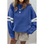Sky Blue Varsity Striped Detail Drop Shoulder Oversized Sweatshirt