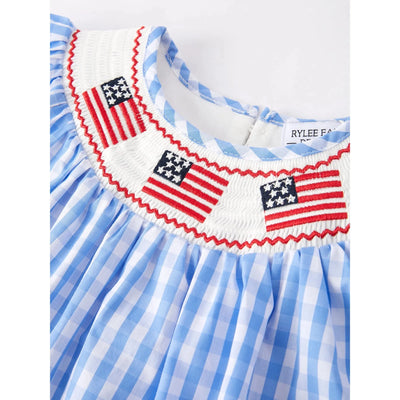 4th Of July Flag Smocked Dress