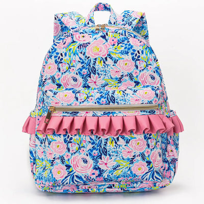 Blue Flower Kids Ruffle Backpack