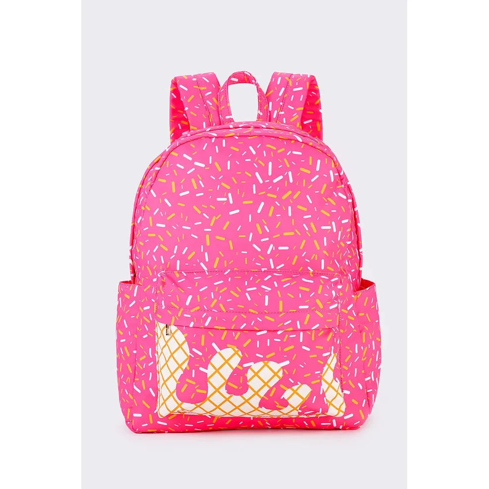 Pink Ice Cream Drip Backpack