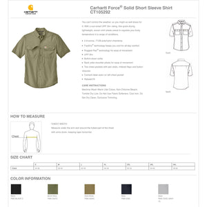 JKL/SPS Carhartt Force Solid Short Sleeve Shirt CT105292