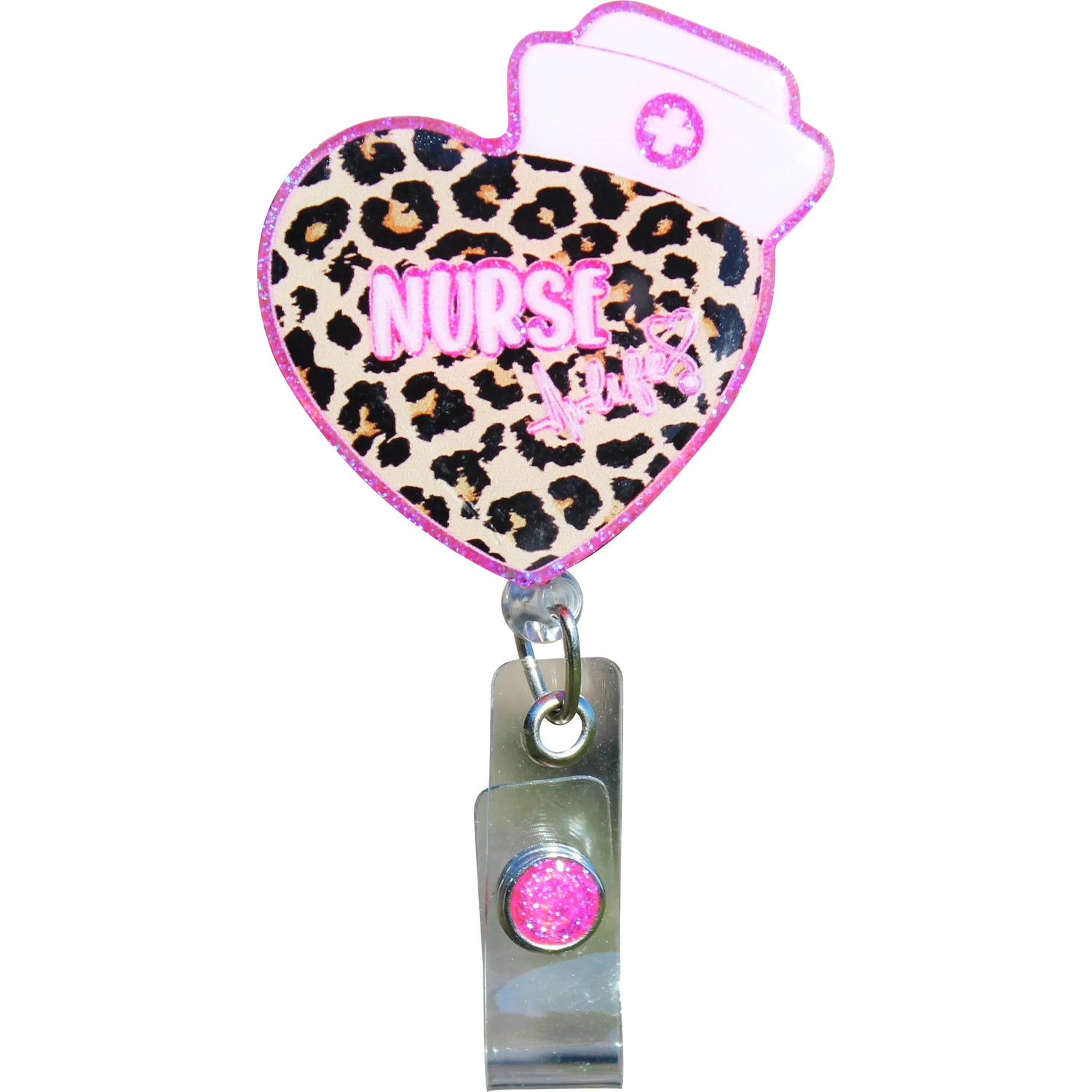Nurse Heart Leopard ID Badge Reel