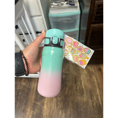Mint/Pink Ombre Stylish Stainless Steel Water Bottle (12 fl oz) - Hot Focus