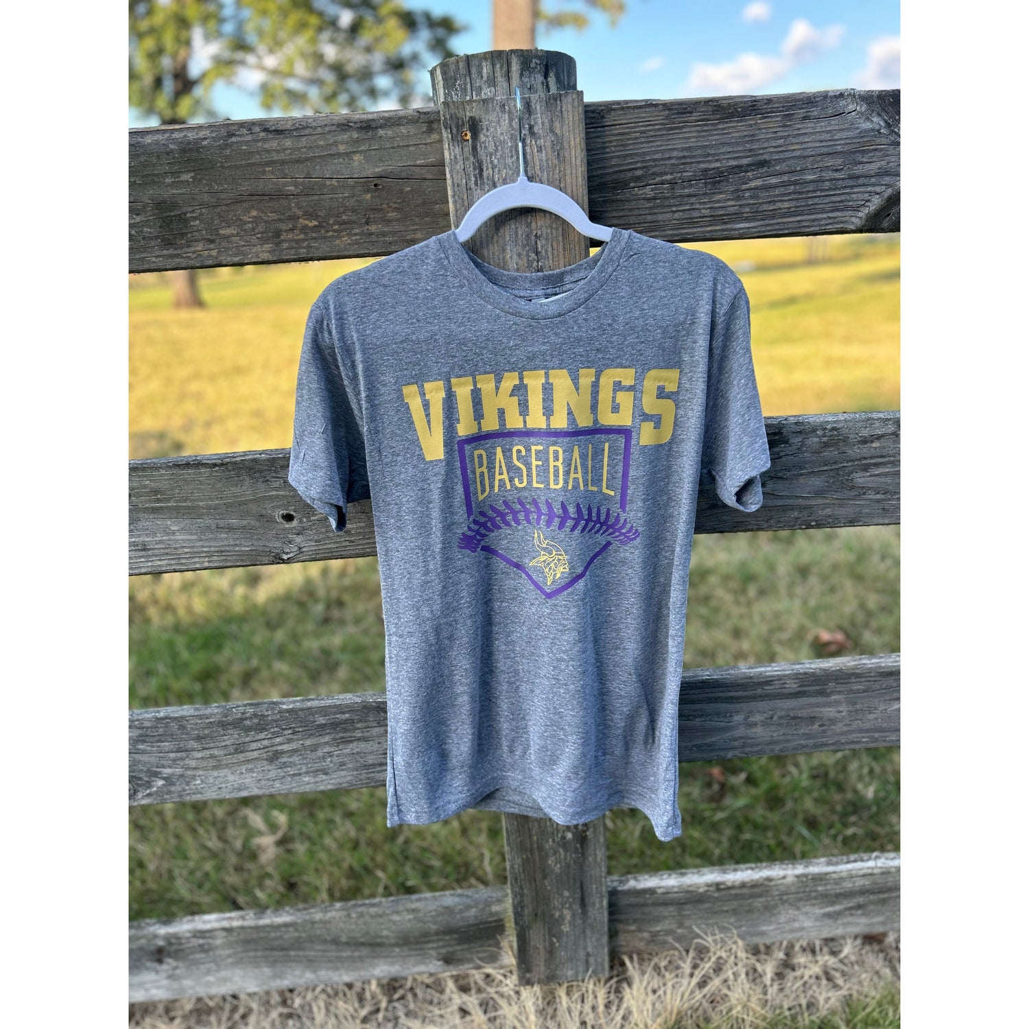 Next Level Heather Gray Viking Baseball Design