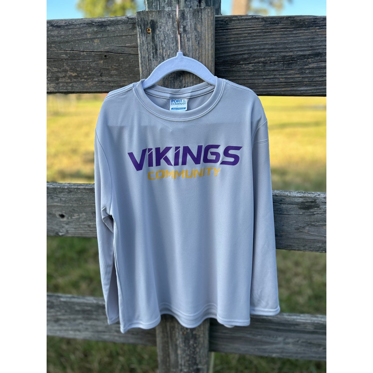 Silver Long Sleeve Drifit with Vikings Slant Design