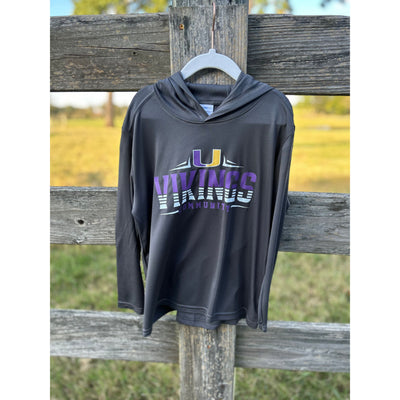 Striped Viking Hooded Grey Drifit Long Sleeve Shirt