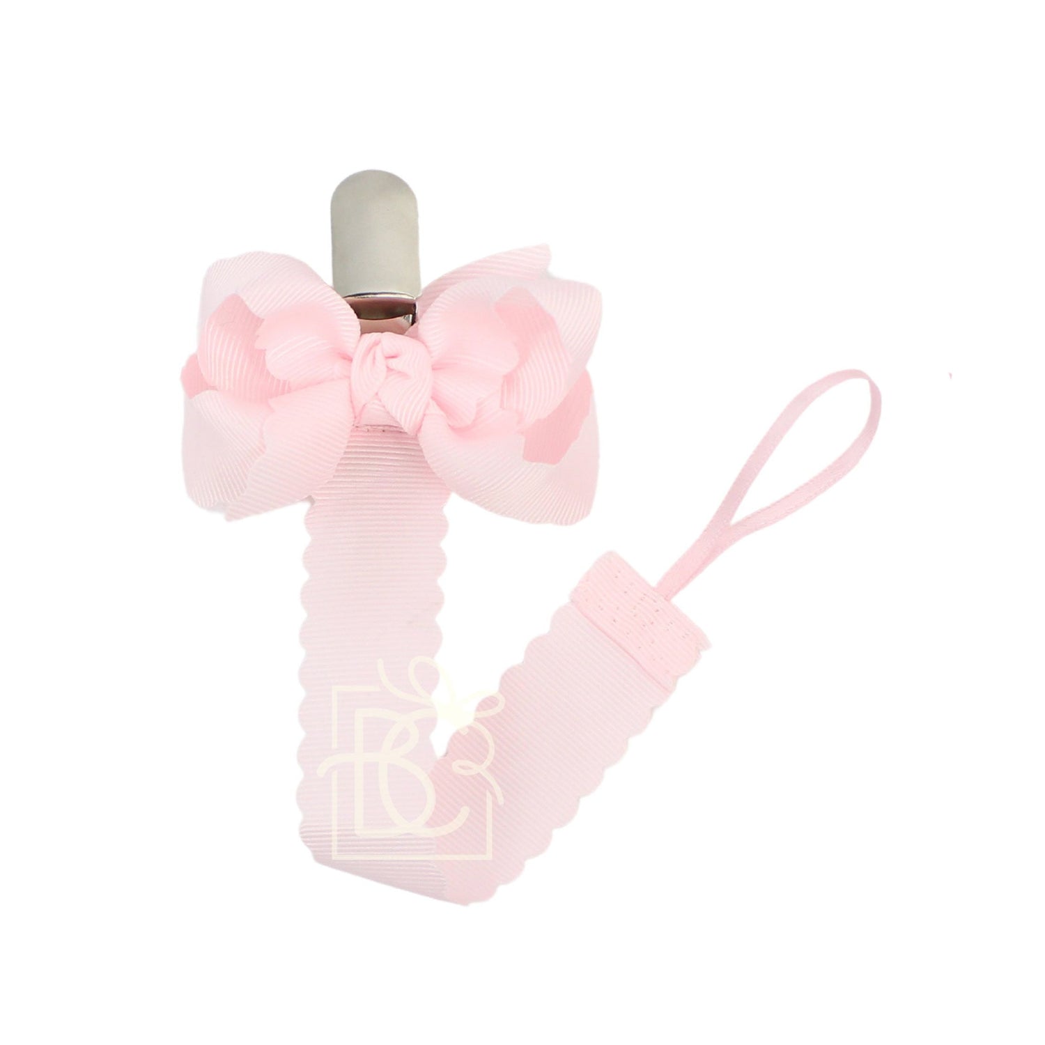 Powder Pink Scalloped Pacifier Clip