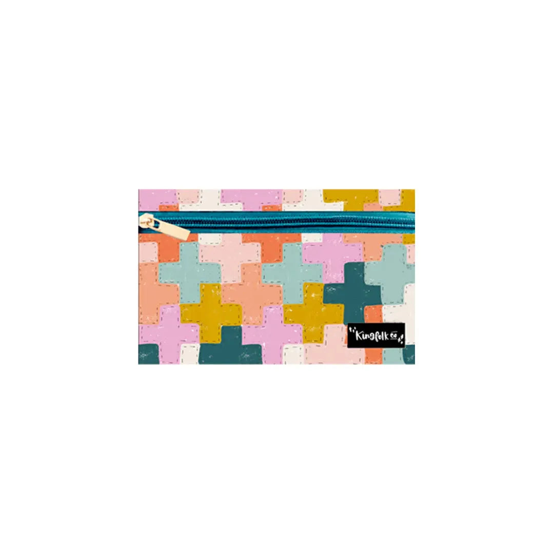 Quilt Crosses Pencil + Pen + Highlighter Pouch - Kingfolk Co