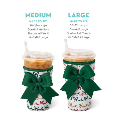 Christmas Bows Iced Cup Coolie- Swig Life Medium
