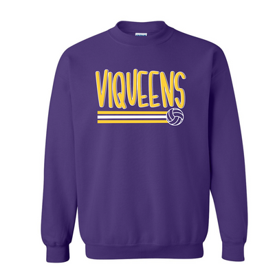 Viqueens Volleyball Purple Spirit Crewneck Sweatshirt