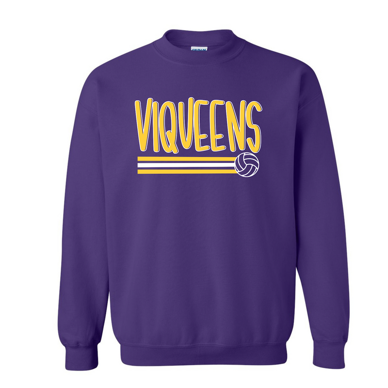 Viqueens Volleyball Purple Spirit Crewneck Sweatshirt