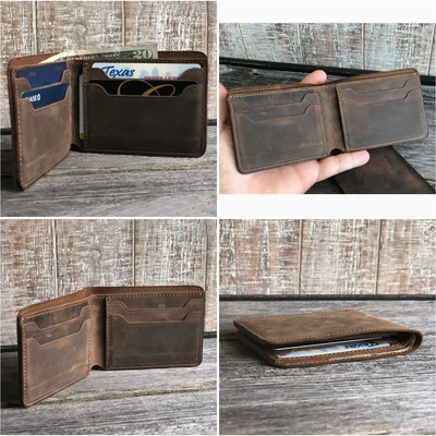 Genuine Leather Bifold Wallet Handmade Wallet For Men Rustic