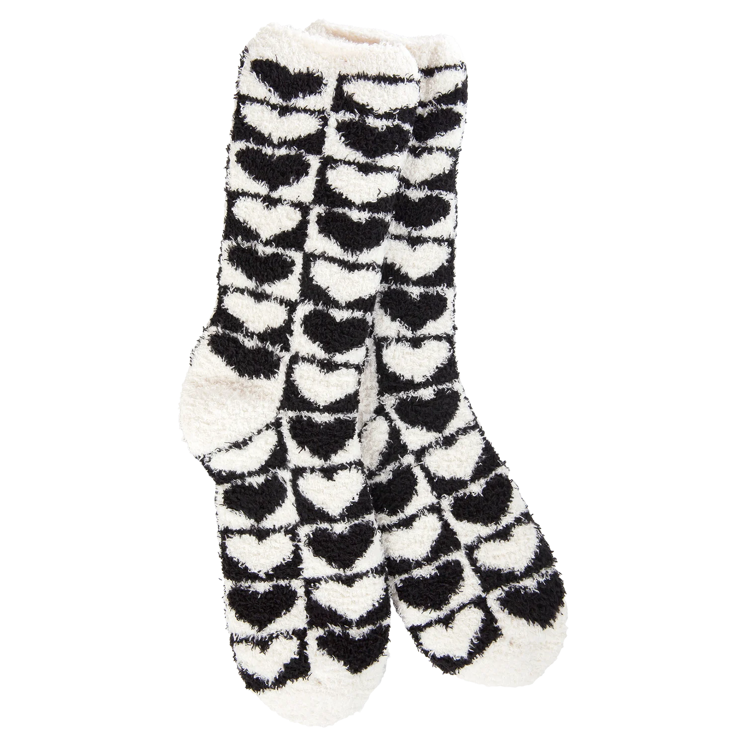 Checkered Heart Black Fireside - World's Softest Socks for Women