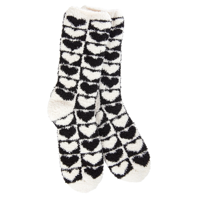 Checkered Heart Black Fireside - World's Softest Socks for Women