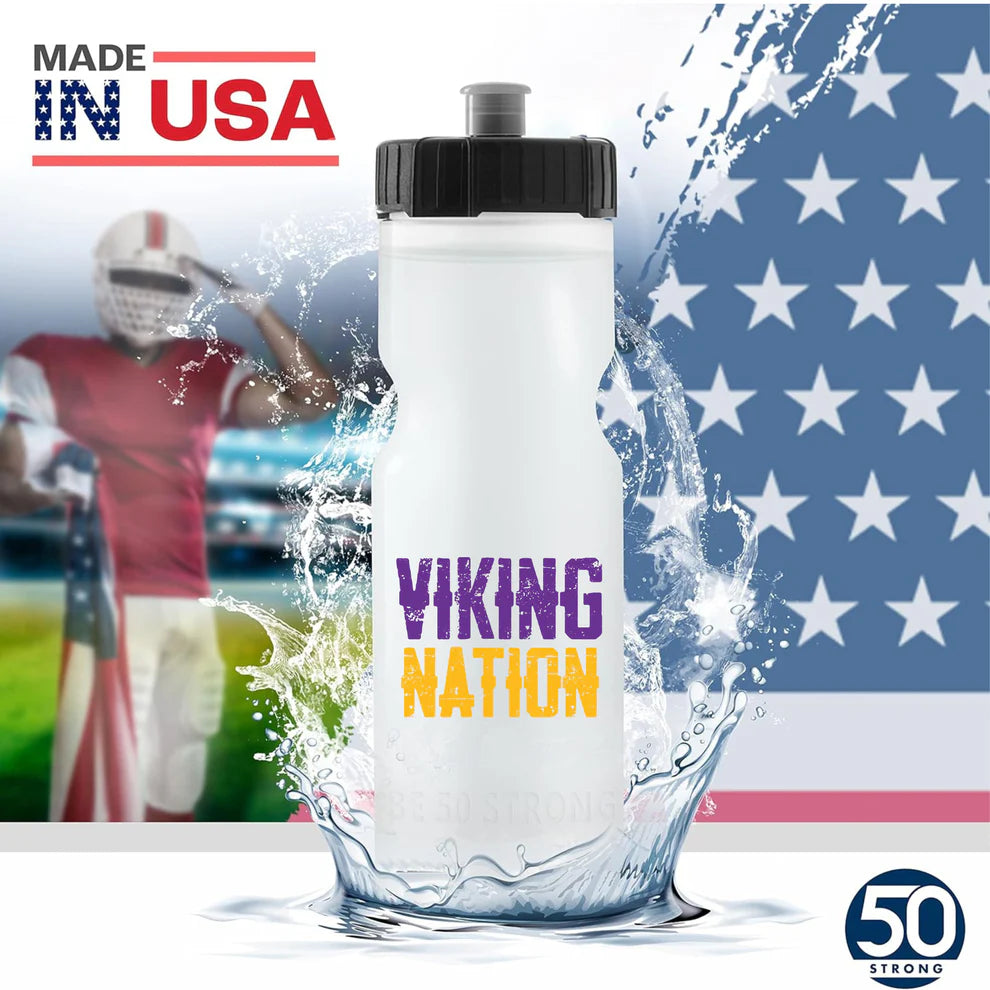“Viking Nation” Clear Water Bottle – Hydrate with Pride!