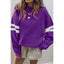 Purple Varsity Striped Detail Drop Shoulder Oversized Sweatshirt
