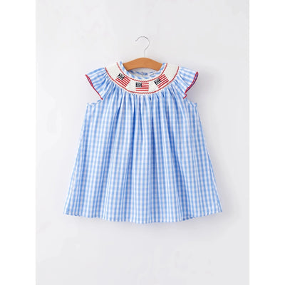 4th Of July Flag Smocked Dress