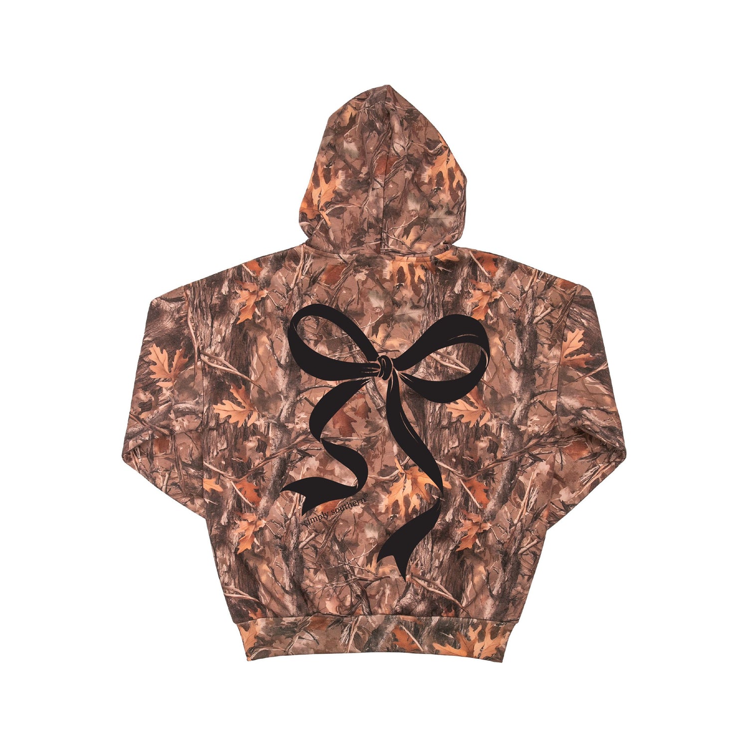 Simply Southern Camo Hoodie with Black Bow