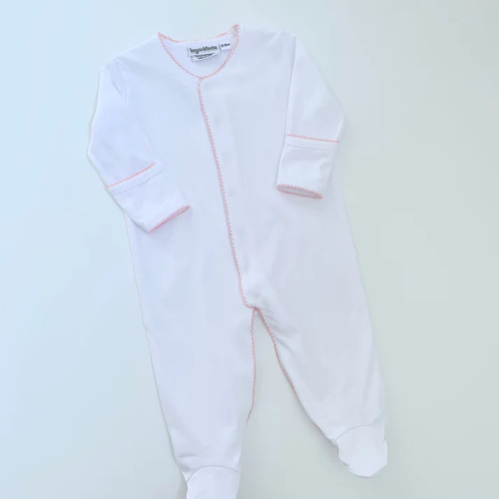 Picot Trim Footie - Preemie or Newborn - Monogrammable