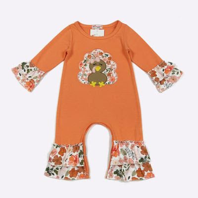 Autumn Turkey Blooms Baby Romper - Clover Cottage