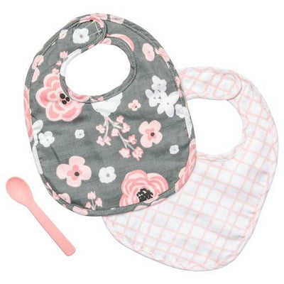 Charcoal Flower Muslin BIb Set