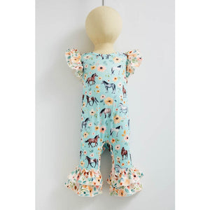 Horse Floral Baby Romper
