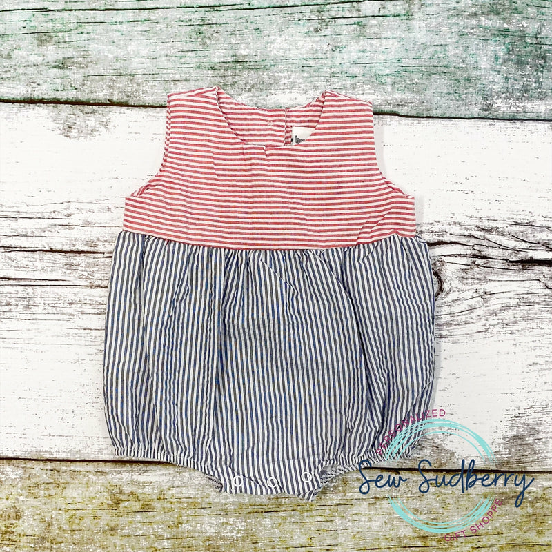 Red/Navy Seersucker Color Block Unisex Bubble