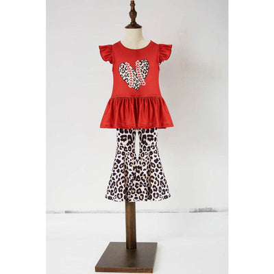 Leopard Baseball Heart Girls Set