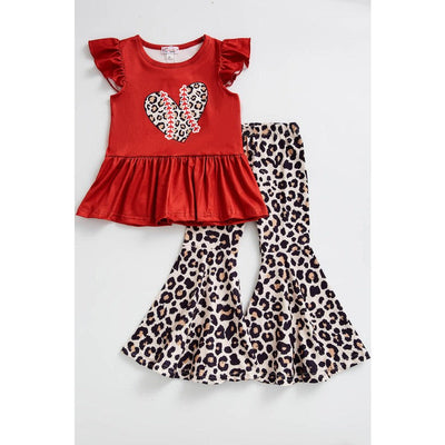 Leopard Baseball Heart Girls Set
