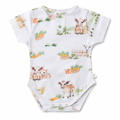 Farm Short Sleeve Organic Bodysuit - Snuggle Hunny