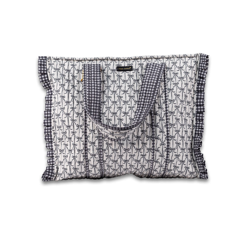 Quilted Tote Bag Black Bow - Simply Southern