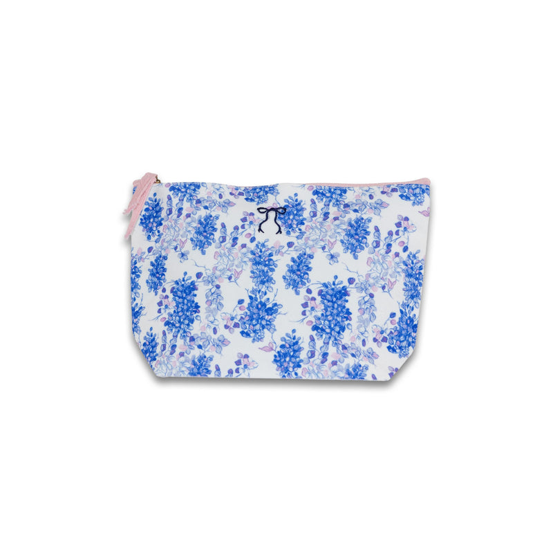 Blue Floral Canvas Pouch - Simply Southern