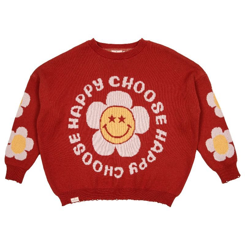 Simply Southern Choose Happy Rust Crop Sweater