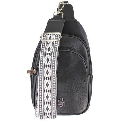 Black Sling Leatherette Bag - Simply Southern