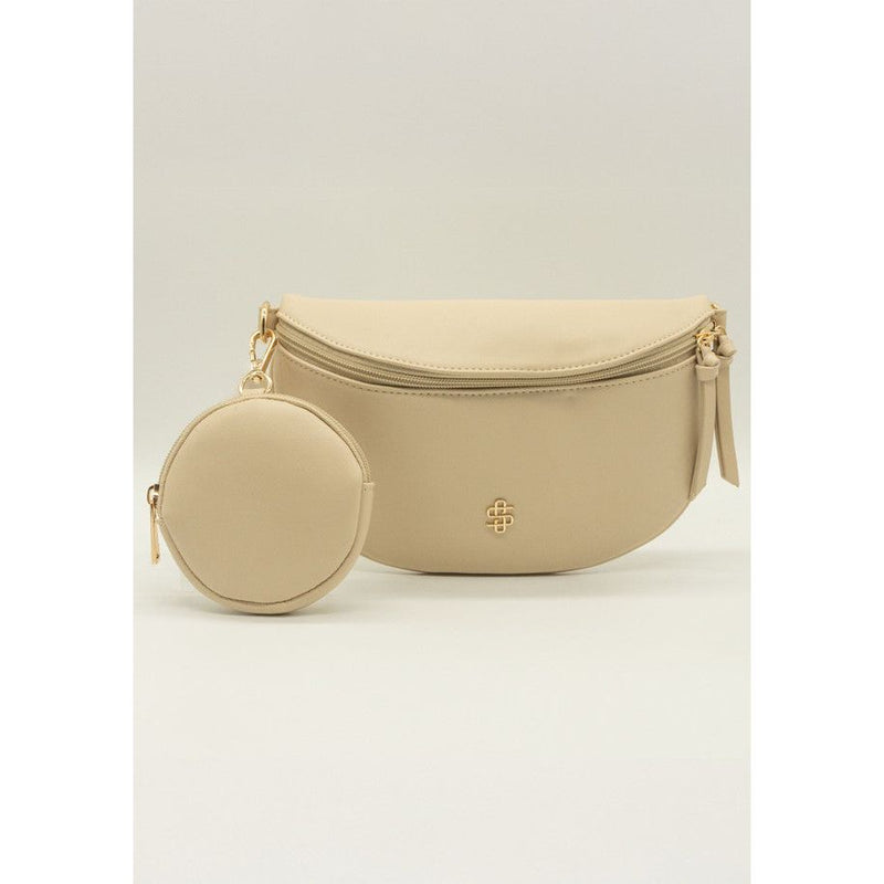 Leather Crossbody Bum Bag with Coin Pouch- Ivory- Simply Southern