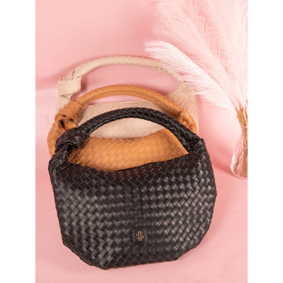 Black Basketweave Purse - Knot Handle- Simply Southern