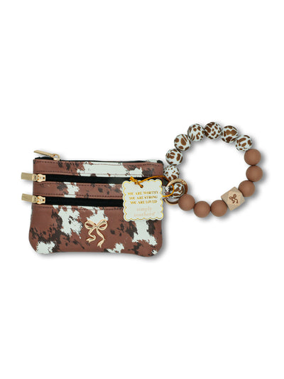 Cow Print Beaded Bangle Wallet - Simply Southern