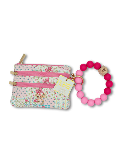 Quilt Pattern Print Beaded Bangle Wallet - Simply Southern