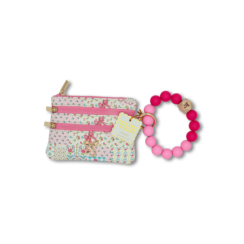 Quilt Pattern Print Beaded Bangle Wallet - Simply Southern